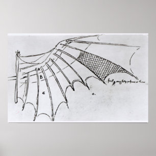 Detail van een mechanische vleugel poster