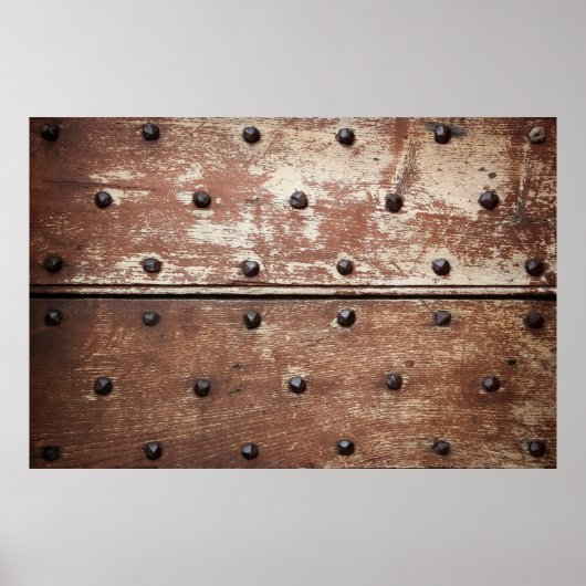 Detail van een oude geschilderde shabbydeur met ee poster (Voorkant)