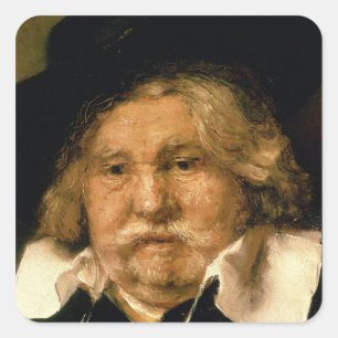 Detail van een portret van een oud man, 1667 vierkante sticker