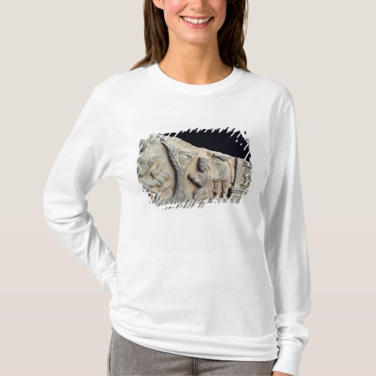 Detail van een reliëfbries die een zitplaats weerg t-shirt (Voorkant)