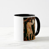 Detail van een rode-cijfervaas waarop een acteur i mok (Voorkant rechts)