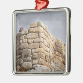 Detail van een stenen muur metalen ornament (Links)