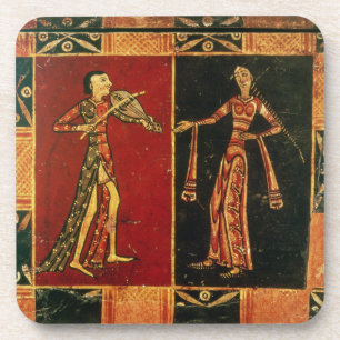 Detail van een trouwborst waarop een muzikant word bier onderzetter