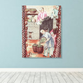 Detail van een vaas die de droogethee weergeeft canvas afdruk (Insitu (Houten vloer))