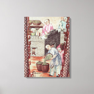 Detail van een vaas die de droogethee weergeeft canvas afdruk