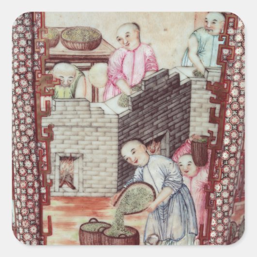 Detail van een vaas die de droogethee weergeeft vierkante sticker (Voorkant)