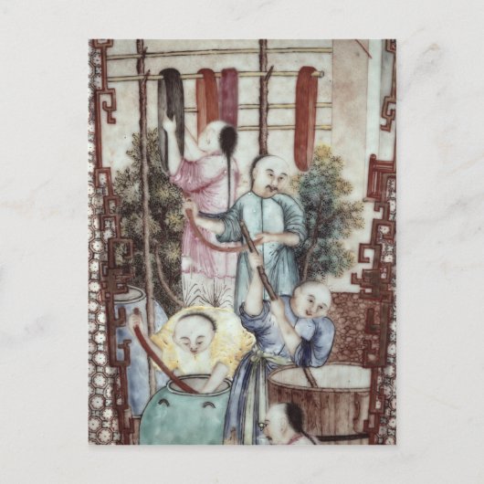 Detail van een vaas die mannen verven briefkaart (Voorkant)