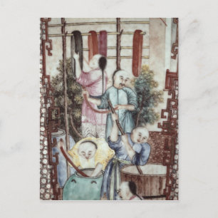 Detail van een vaas die mannen verven briefkaart