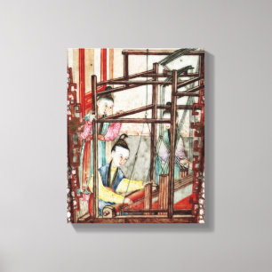 Detail van een vaas die zijdeweving weergeeft canvas afdruk