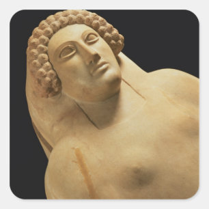Detail van een vrouw sarcofaag van Cadiz, 5e tot 4 Vierkante Sticker
