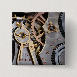 Detail van een zakhorloge vierkante button 5,1 cm
