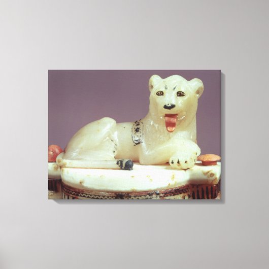 Detail van het deksel van een onbuigzame pot met e canvas afdruk (Voorkant)