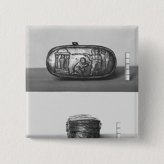 Detail van het deksel van een pyxide vierkante button 5,1 cm (Voorkant)