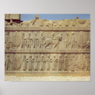 Detail van het reliëfbries op de oosttrap poster