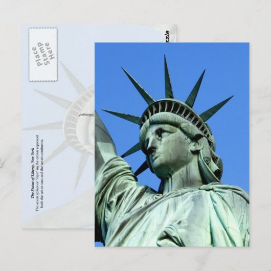 Detail van het standbeeld van het liberty's Head a Briefkaart (Voorkant / Achterkant)