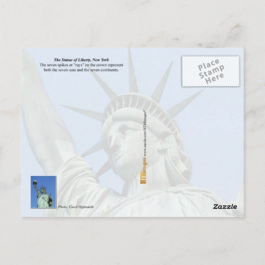 Detail van het standbeeld van het liberty's Head a Briefkaart (Achterkant)