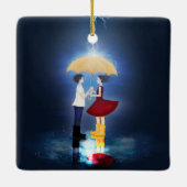 Detail van "Lovehit" Couple Sharing Umbrella Keramisch Ornament (Achterkant)