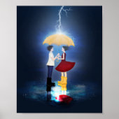 Detail van "Lovehit" Couple Sharing Umbrella Poster (Voorkant)