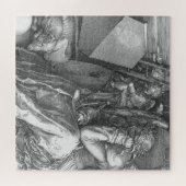 Detail van Melancholia I door Albrecht Dürer (1514 Legpuzzel (Horizontaal)