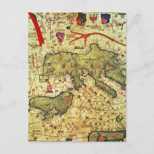 Detail van Noord-Afrika en Europa Briefkaart (Voorkant)