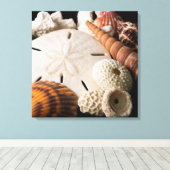 Detail van schelpen van over de hele wereld 2 canvas afdruk (Insitu (Houten vloer))