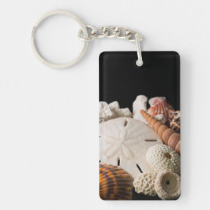 Detail van schelpen van over de hele wereld sleutelhanger