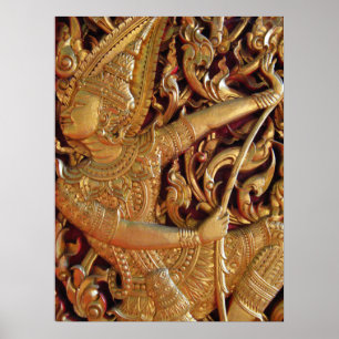 Detail van Thaise Boeddhistische Tempel Poster