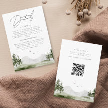 Detail van waterverf Mountain Forest Wedding Scrip