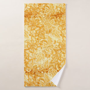 Detail van weefsel van gouden kant van weefsel badhanddoek