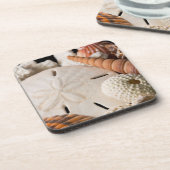 Detail van zeeschelpen van over de hele wereld bier onderzetter (Linkerzijde)