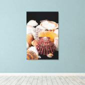 Detail van zeeschelpen van over de hele wereld canvas afdruk (Insitu (Houten vloer))