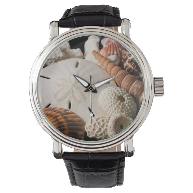 Detail van zeeschelpen van over de hele wereld horloge (Voorkant)