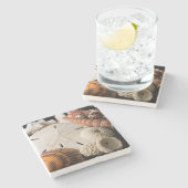 Detail van zeeschelpen van over de hele wereld stenen onderzetter (Zijkant)