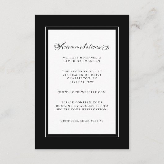 Detail van zwart-witbruiloft Moderne grafische gre Informatiekaartje (Voorkant)