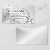 Detail Wedding Silver Shiny Hearts Elegant Informatiekaartje (Voorkant / Achterkant)