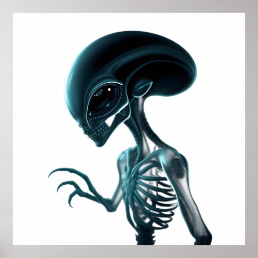 Detailed Alien with Skeletal Structure Visible Poster (Voorkant)
