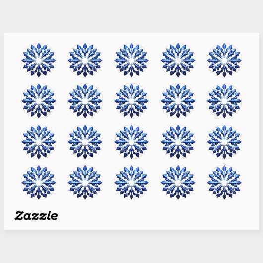 Detailed Blue Snowflake Ronde Sticker (Vel)