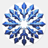 Detailed Blue Snowflake Ronde Sticker (Voorkant)