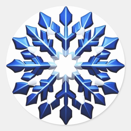 Detailed Blue Snowflake Ronde Sticker (Voorkant)