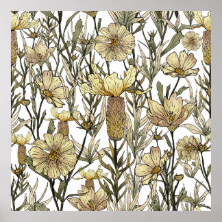 Detailed Floral Pattern Poster
