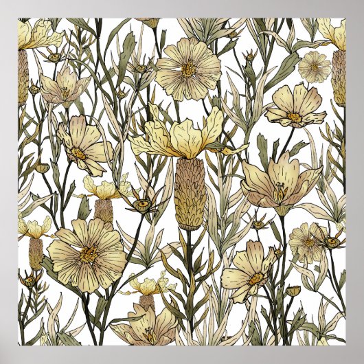 Detailed Floral Pattern Poster (Voorkant)