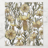 Detailed Floral Pattern Wijn Etiket (Enkel label)