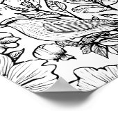 Detailed Folk Flora Scroll Decoupage Template Line Poster (Hoek)