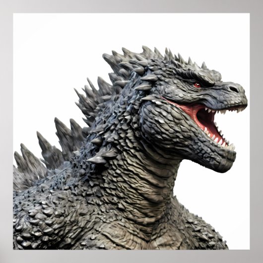 Detailed Head of Roaring Godzilla Monster Poster (Voorkant)