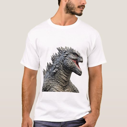 Detailed Head of Roaring Godzilla Monster T-shirt (Voorkant)