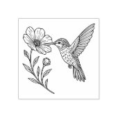 Detailed Hummingbird Line Art with Wildflower Rubberstempel (Afrduk)
