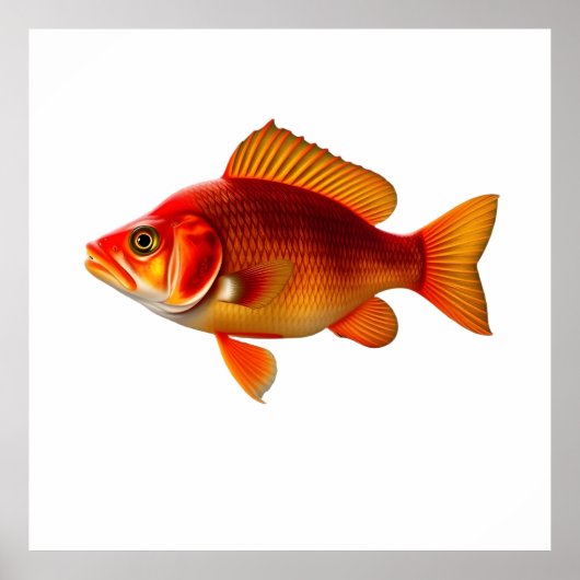 Detailed Illustration of a Red Goldfish Poster (Voorkant)