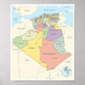 Detailed Map of Algeria Regions Poster (Voorkant)