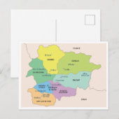 Detailed map of Andorra Regions Briefkaart (Voorkant / Achterkant)