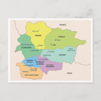 Detailed map of Andorra Regions Briefkaart